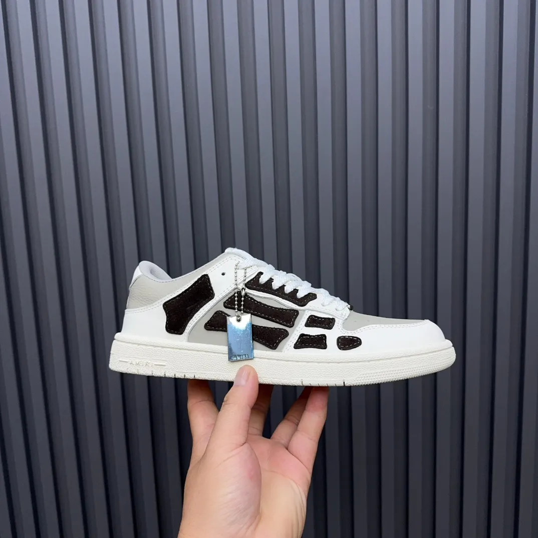 Men's men's shoes 💰600 AMIRI high street sneakers with bone sports shoes, toe layer cowhide upper, upper side bones, hand-stitched, good three-dimensional effect, customized metal LOGO, size 38-45 46